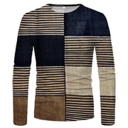 Tnhcen s Long Sleeve Tee Shirts for Men Mens Loose Round Neck 3d Printing Long-sleeved T-shirt Top