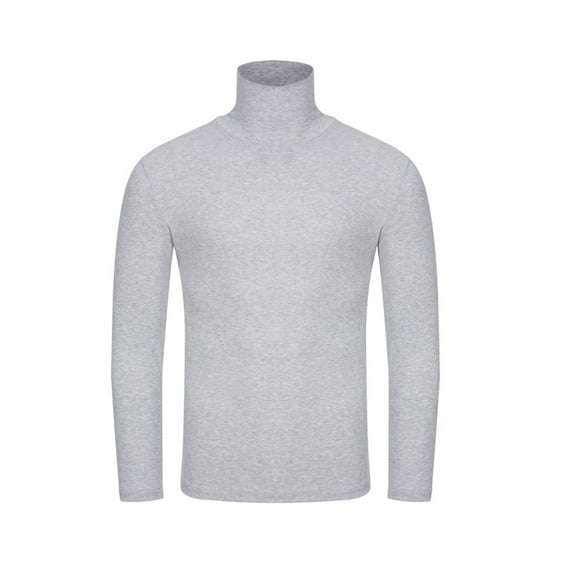 Tnhcen Mens Thermal Long Sleeve Shirt Men's Turtleneck Long Sleeve Solid Colour Stretch Slim Fit Bottoming Top Blouse