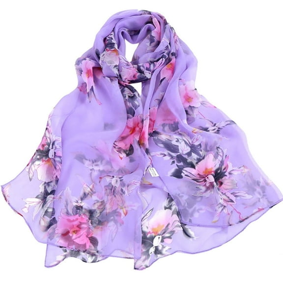 Oxodoi Sales Clearance Silk Scarf Peach Blossom Printing Long Soft Wrap Scarf Ladies Shawl Satin Scarf Hair Scarf