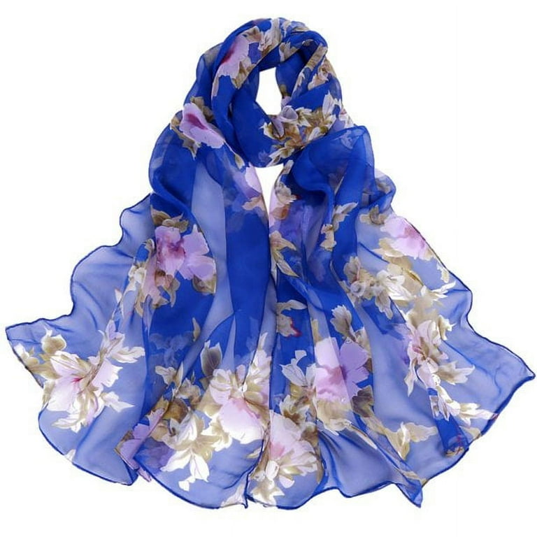 Oxodoi Sales Clearance Silk Scarf Peach Blossom Printing Long Soft Wrap Scarf Ladies Shawl Satin Scarf Hair Scarf