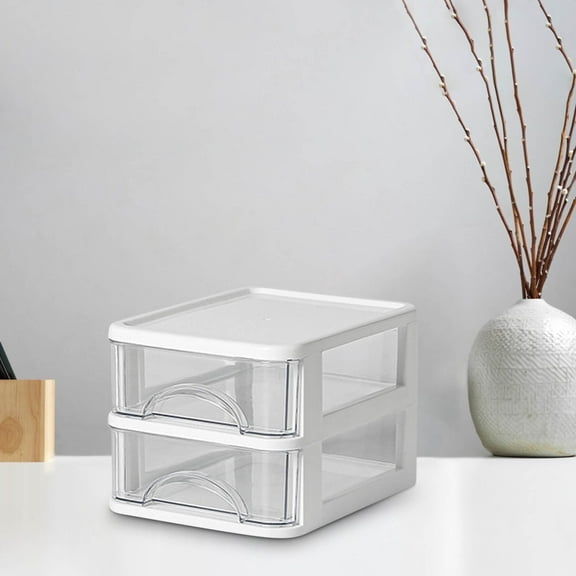 Zonao Storage Box Desktop Storage Box,Clear Small Drawer Desk,Plastic Mini Storage Box,Rabbit Stationery Storage Box