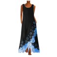 thumbnail image 1 of Oxodoi Sales Summer Dresses for Women, Ladies Casual Polka Dot Flower Printing High Waist A-Line Long Maxi Skirt Plus Size Dresses Party Elegant Dresses Blue, 1 of 5
