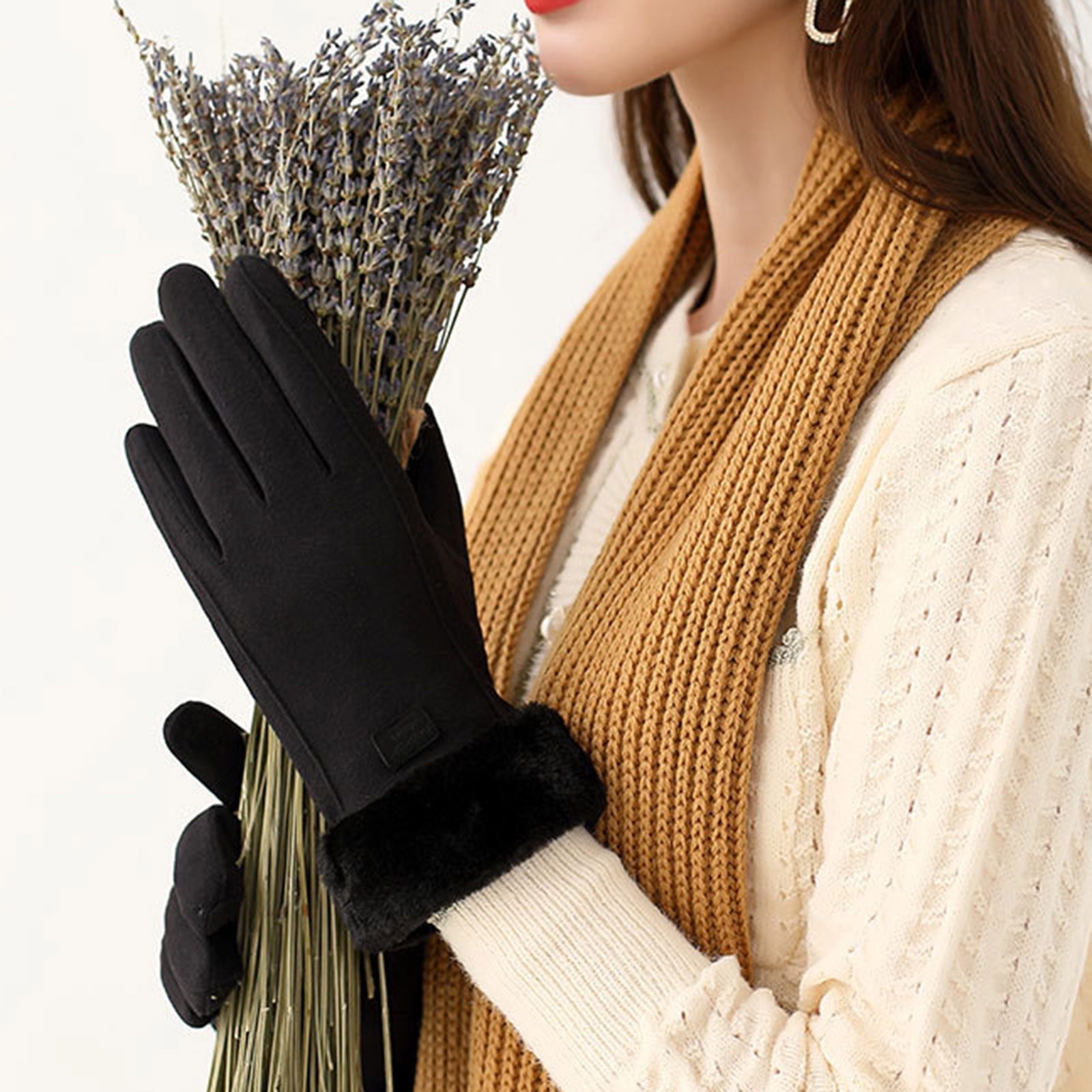 Tnhcen Warm Gloves Ladies Winter Gloves Plus Velvet Thick Cycling ...