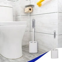 Zonao Toilet Brush With Base Toilet Bowl Brush with Hard Bristles Standing & Wall Mounted Without Drilling Toilet Scrubber