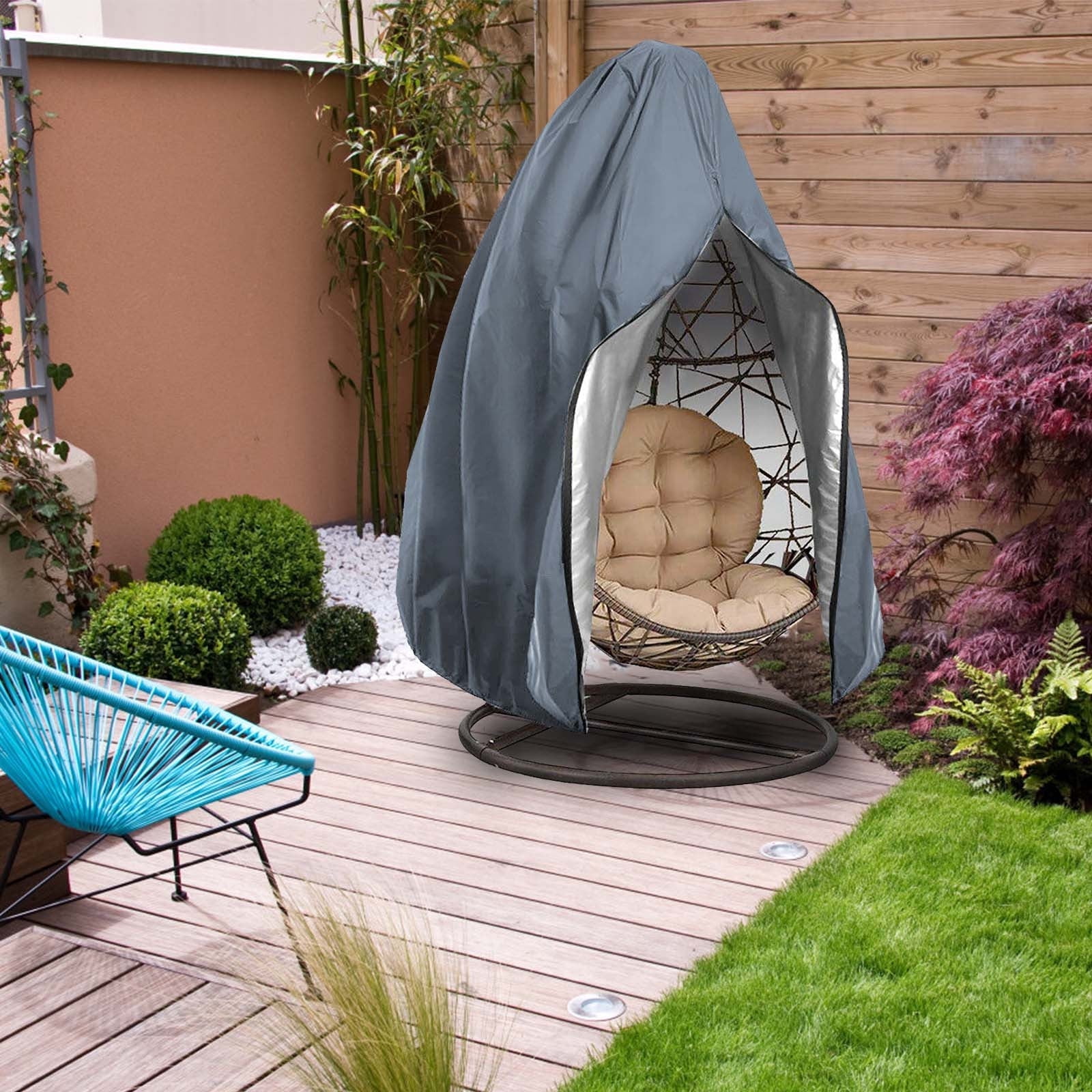 Zonao Savings Deals Patio Hanging Egg Chair Cover Waterproof Swing Egg Chair Cover with Zipper Wind-proof Egg Chair Cover with Bottom Buckle Outdoor Wicker Single Seat Egg Chair Covers,Green
