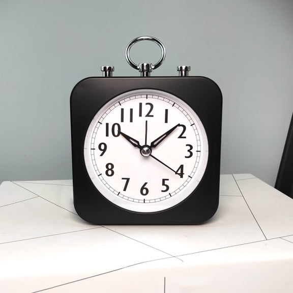 Oxodoi Silent Alarm Clock,Hygrometer Clock,Travel Size Desktop Analog Clock with Temperature Humidity Display Battery‑Powered