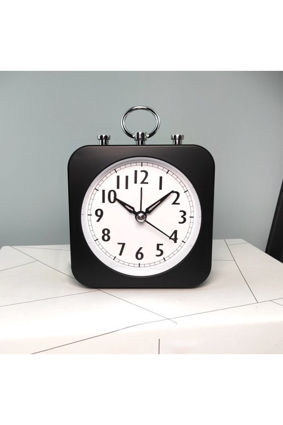 Silent Alarm Clock,Hygrometer Clock,Travel Size Desktop Analog Clock with Temperature Humidity Display Battery‑Powered
