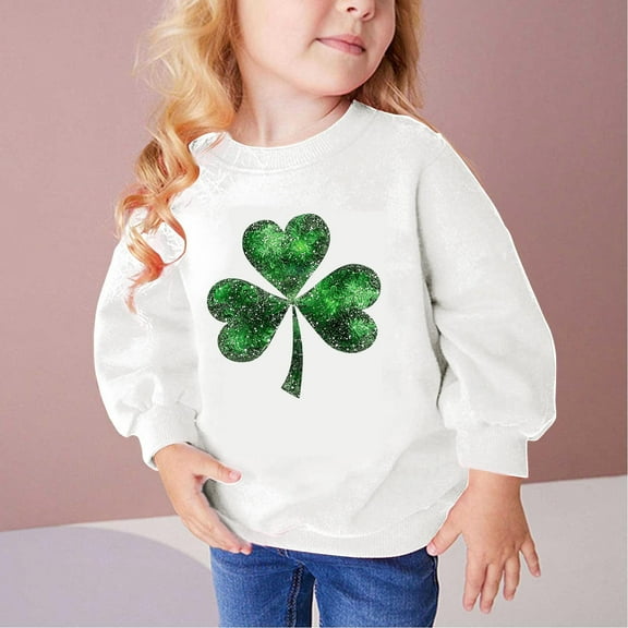 Oxodoi St Patrick's Day Kid Long Sleeve Sweatshirt Girl Boy Lightweight Shirt Tops 2-9 Years