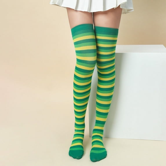 Zonao St.Patrick's Day Party Striped High Socks Women Over Knee High Socks Compression Socks(Length:70CM)