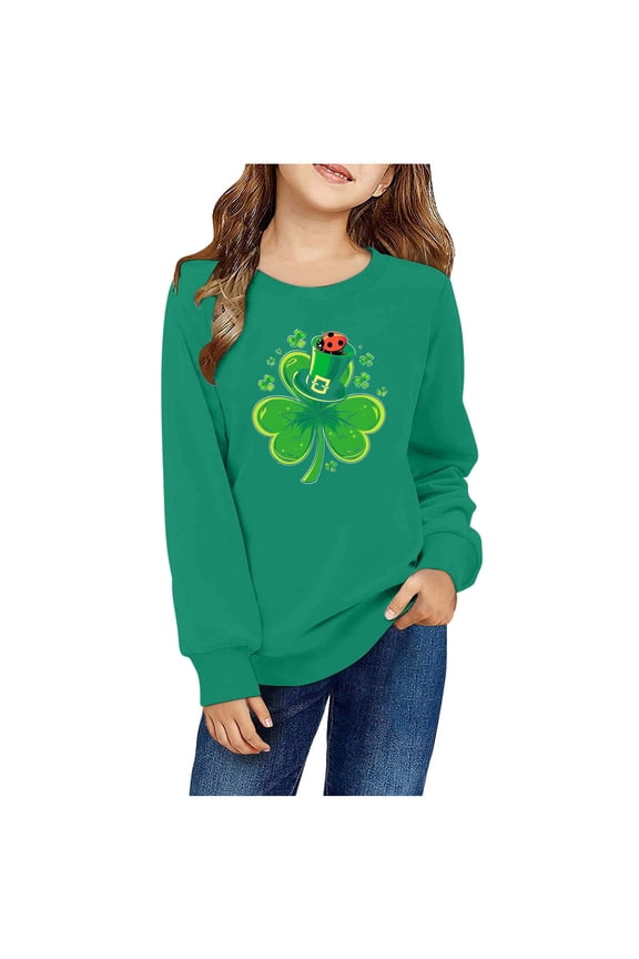 St Patricks Day Sweatshirt Girls St Patty Day Shirt Long Sleeve St Patricks Graphic Tops