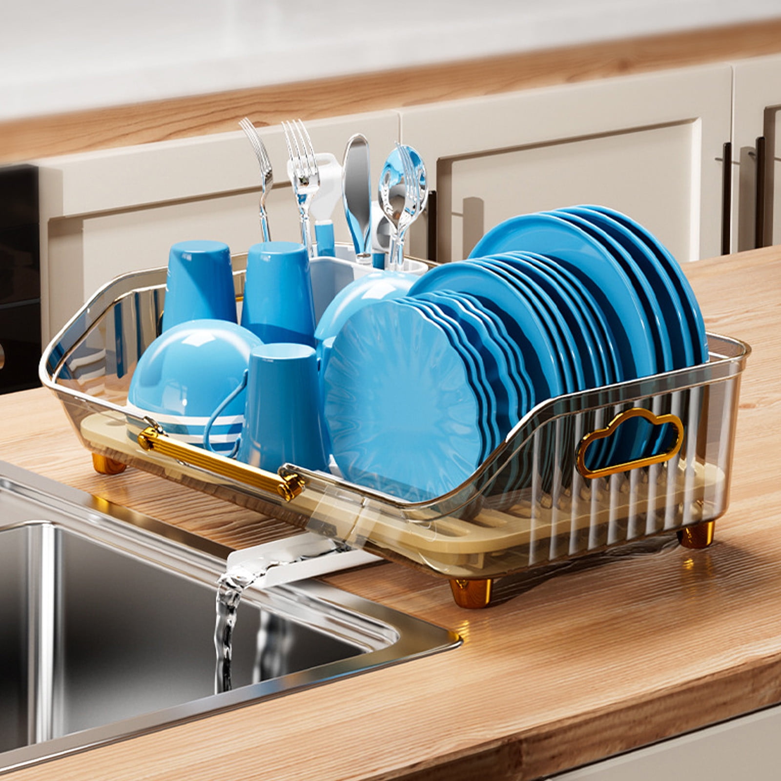 iSPECLE Compact Dish Drying Rack with Drainboard Small Drainer with Utensil Holder Black Walmart
