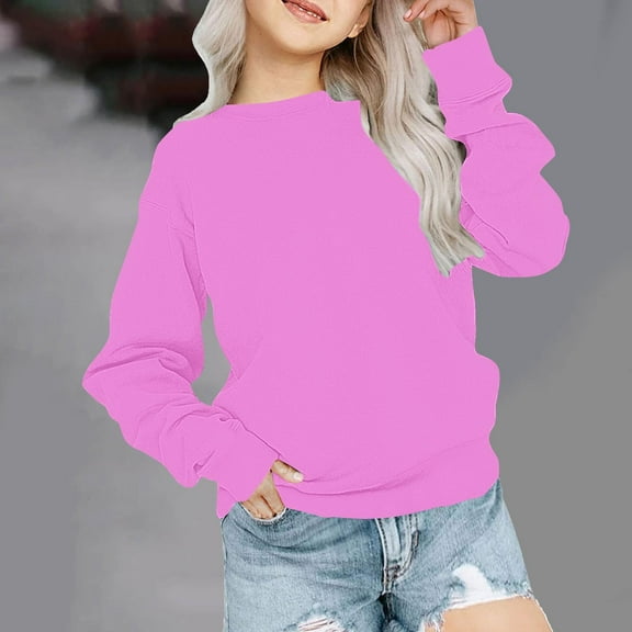 Oxodoi Toddler Baby Boy Girl Solid Cotton Sweatshirt Pullover Crewneck Long Sleeve T-Shirt Tops Spring Fall Clothes