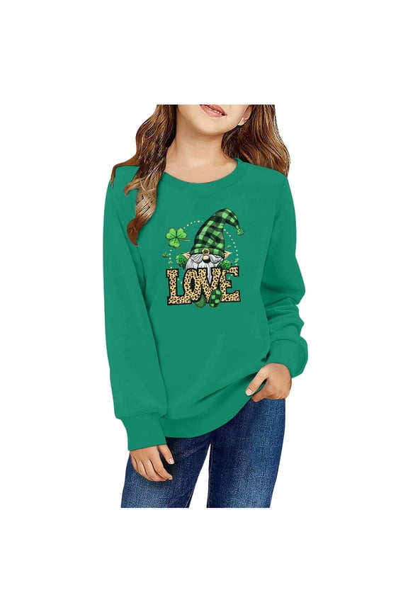 Toddler Boy Girl St Patricks Day Shirts Clover Stripe Sleeve Tshirt for Kids Green Tee Tops 2-9 Years