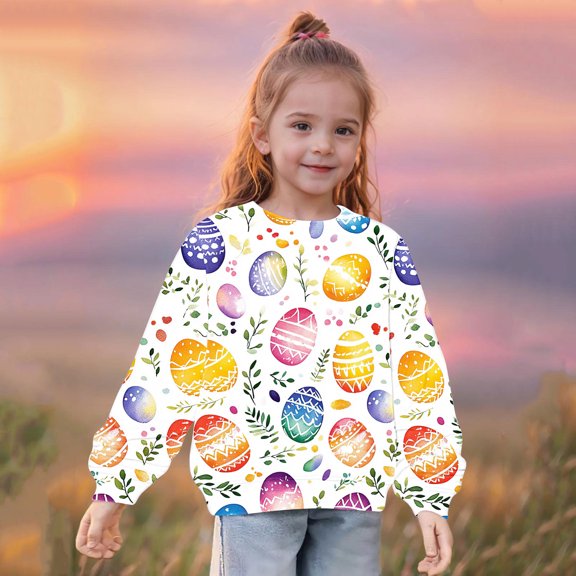 Oxodoi Toddler Girl Sweatshirts Cotton Casual Crew Neck Long Sleeve Tops Pullover Sweater Shirt