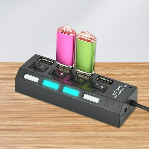 Oxodoi USB 2.0 4-Port Hub,Multi-USB Splitter Expander with Power Adapter,Computer Accessory