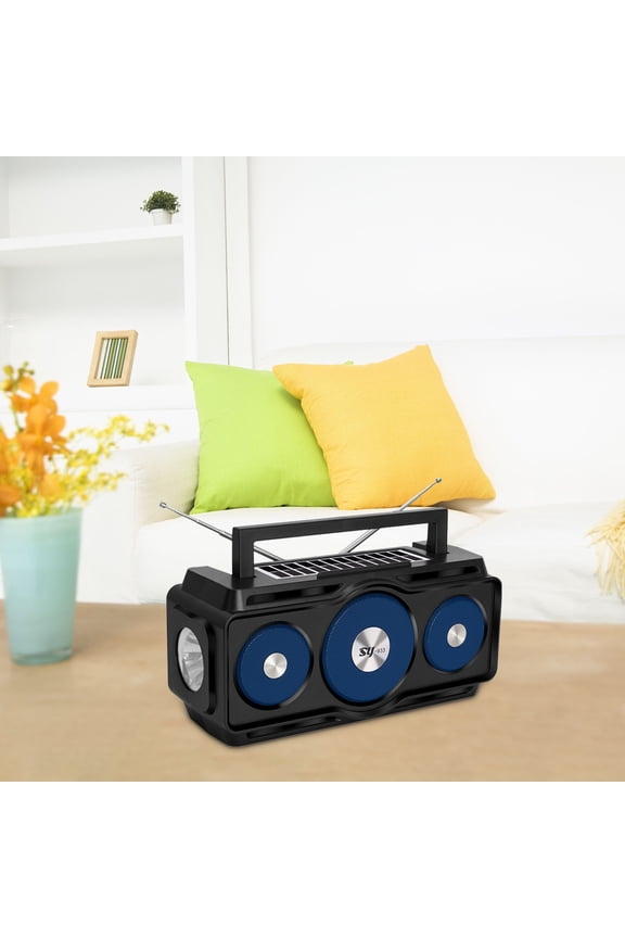 Waterproof Bluetooth Speaker with AM/FM Radio,Solar Rechargeable Portable Speaker,8W Stereo,Flashlight & Reading Lamp,Emergency Power Bank,Outdoor Use
