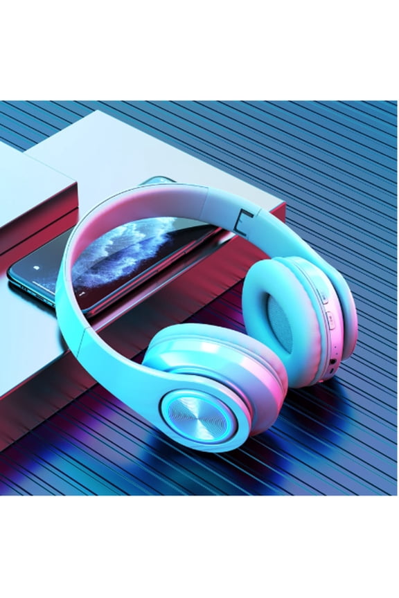 Wireless Bluetooth Headphones,Foldable Headset with Mic,FM Radio,7-Color LED,AUX & TF Card Support,10-Hour Playtime,Over-Ear Comfort
