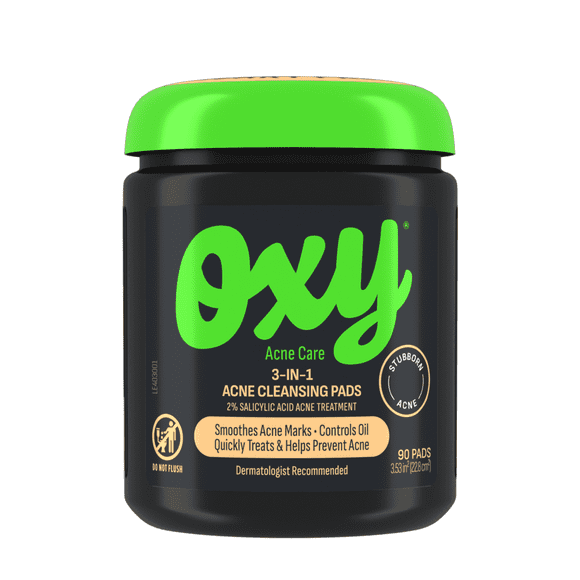 Oxy 3-IN-1 Acne Facial Cleansing Pads, Salicylic Acid, 90 Pads