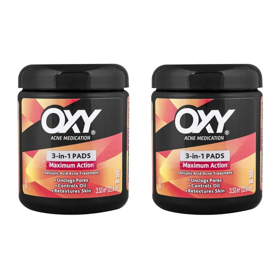 Oxy 3in1 Acne Medication Pads 90 Pads (2 Packs)