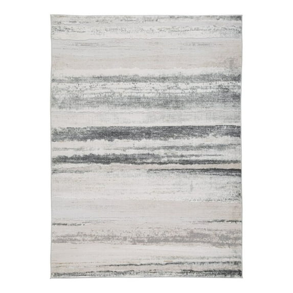Oxy 5 x 7 Modern Area Rug Clean Abstract Design Soft Fabric Gray Gold - Saltoro Sherpi