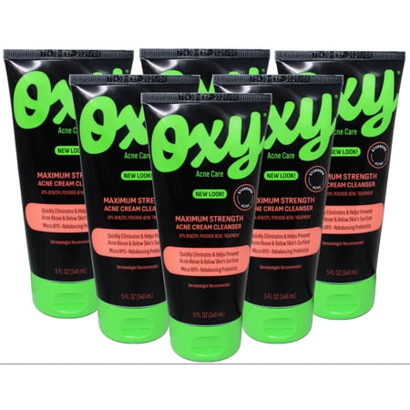Oxy Acne Medication Face Wash Maximum Action with Maximum Strength 10% Benzoyl Peroxide, 5 FL OZ (Pack of 6)
