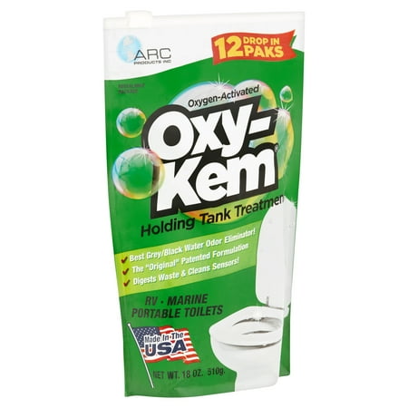 Oxy-Kem Dual Action Formula Cleaner and Deodorizer Treatment for RV Marine Black Water Tank Sewer System, Net Wt. 18 oz,12 Pack