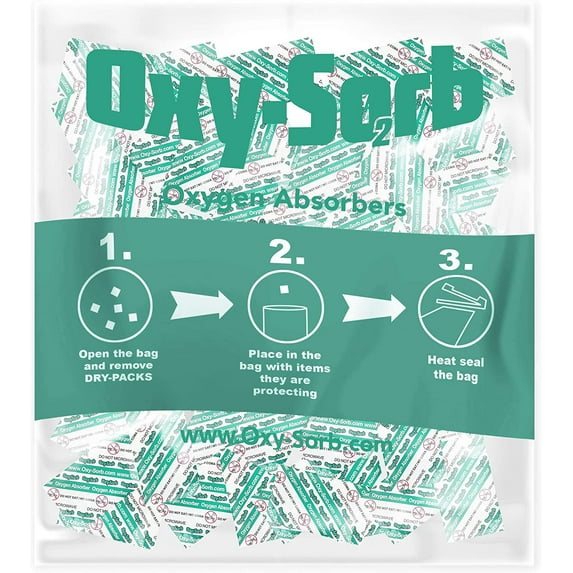Oxy-Sorb 100cc Oxygen Absorber Packets, 100 Pack - Long Term Food Storage Freshness Protection