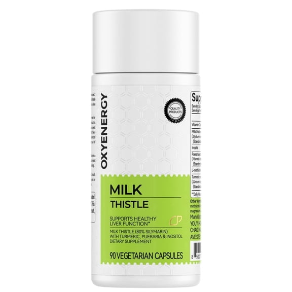 OXYENERGY Milk Thistle Extract 300mg with Silymarin, Vitamin C, Inositol and Pueraria Liver Support 90 Capsules