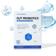 OxyEnergy Probiotics + Prebiotics Powder, 50 Billion CFU, Gut Support, 15 Packets