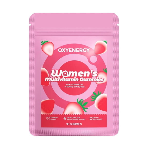 OxyEnergy Womens Multivitamin Gummies, Daily Energy & Immune Support with B Vitamins, Zinc & Selenium, 30 Count