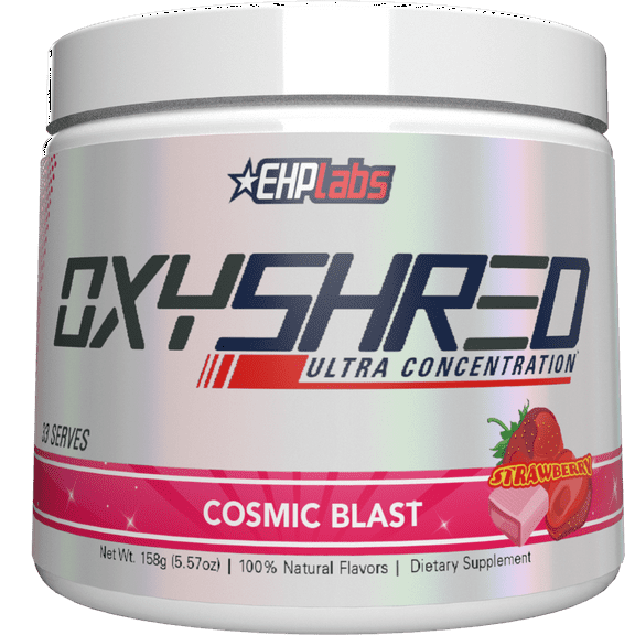 EHP LABS OxyShred Pre Workout Powder with L Glutamine & Acetyl L Carnitine, Energy Boost Drink - Cosmic Blast, 33 Servings