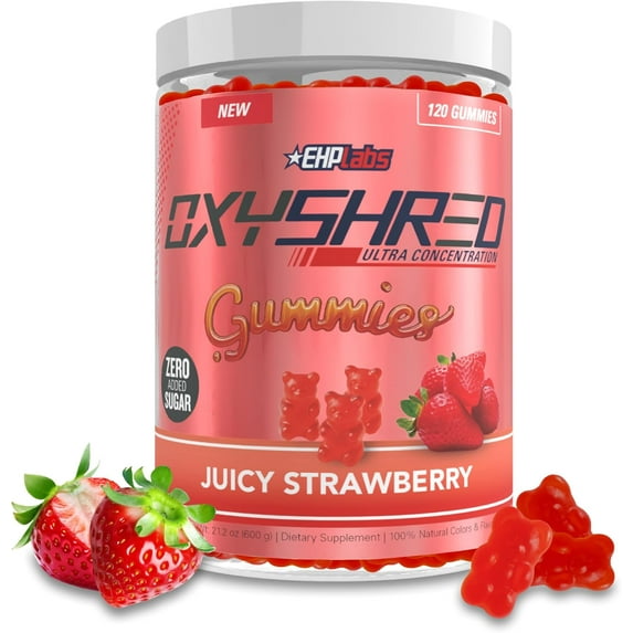 OxyShred Gummies – Energy & Metabolism Support with L-Carnitine, Natural Caffeine, Green Tea & Prebiotic Fiber – Vegan-Friendly Daily Gummies – Strawberry Flavor – 60 Servings