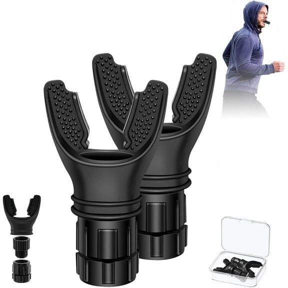 Oxyflow Breathing Trainer, Portable Breathe Trainer for Men with Adjustable Resistance, Improve Endurancee and Strength for All,Daily Lung Trainer, Easy to Clean, 2PCS (Black)