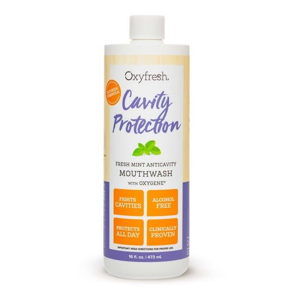 Oxyfresh Cavity Protection Fluoride Mouthwash Anticavity Mouthwash for Sensitive Teeth Non-Staining, Alcohol Free Lasting Fresh Breath.