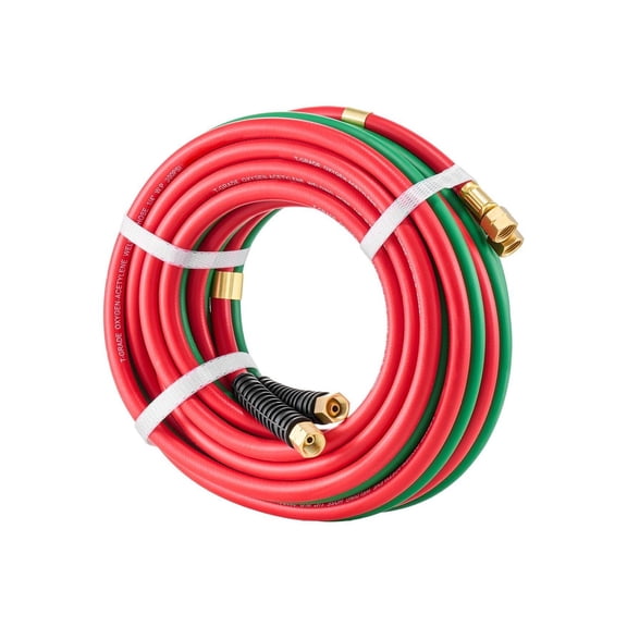 Oxygen Acetylene Hose 1/4 Inch x 25FT, Welding Torch Twin Hose 300 PSI, T Grade, 9/16-18 B Fittings, for Oxygen, Acetylene, Propane Gases