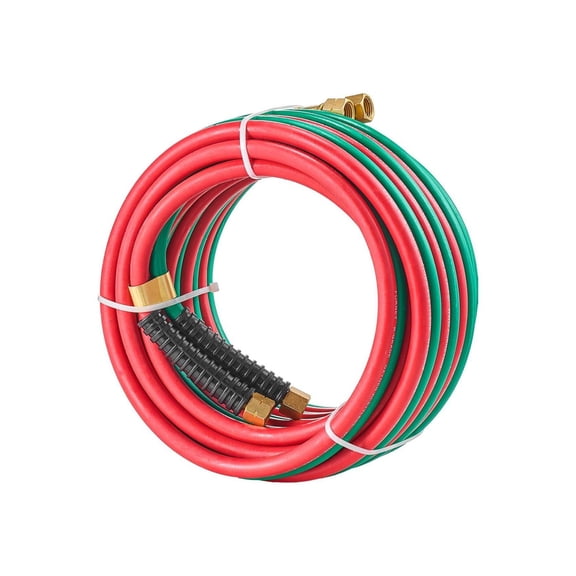 Oxygen Acetylene Hose 1/4 Inch x 25FT Welding Torch Twin Hose with 9/16-18 LH/RH Fittings - 300 PSI R-Grade for Cutting, Soldering, Brazing