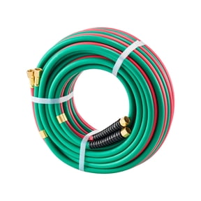 Oxygen Acetylene Hose 1/4 Inch x 50FT with 9/16 18 LH RH B Fittings R Grade Welding Torch Twin Hose 300PSI Max Working Pressure for Cutting Soldering Brazing