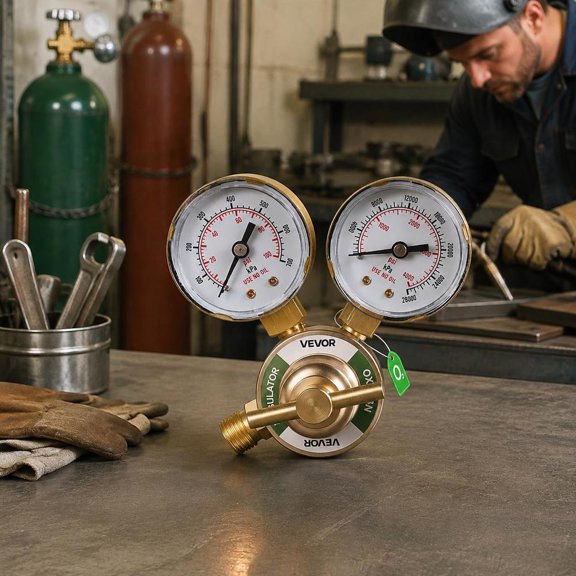 Oxygen Acetylene Regulator Set, welding gas gauges, CGA-540/CGA-200 inlet, 3/8"-24 outlet
