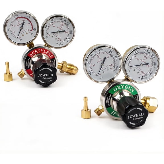 Oxygen & Acetylene Regulators, CGA540 and CGA510 Inlet Connection Welding Gas Regulator, Oxygen Acetylene Regulator Set for Welding And Cutting Torch