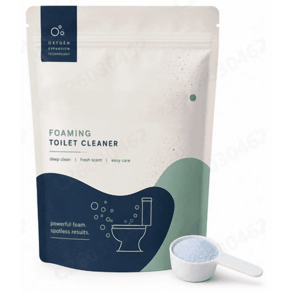 Oxygen Bleach Foaming Toilet Bowl Cleaner Powder, 10.2" x 5.9" Resealable Pouch, Deep Cleaning Descaling Agent with Fresh Scent, Easy Care Formula for Home Bathroom Hygiene