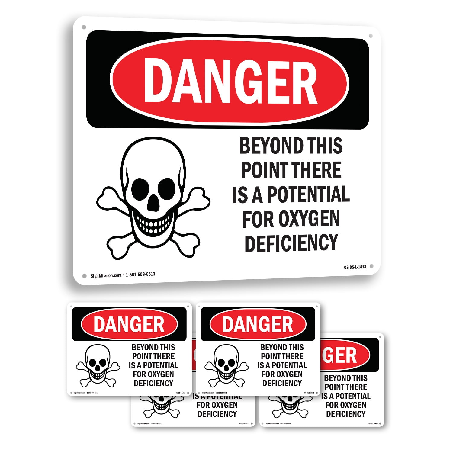 Oxygen Deficiency Beyond This Point OSHA Danger Aluminum Sign 18 Inch x ...