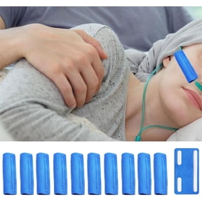 Oxygen Ear Protector, GIXUSIL Ear Protectors for Oxygen Tubing, Soft Nasal Cannula Ear Cushions, Oxygen Cannula Face Soft Cover to Help Prevent Cheek Indentation Discomfort, Blue, 10 Pcs