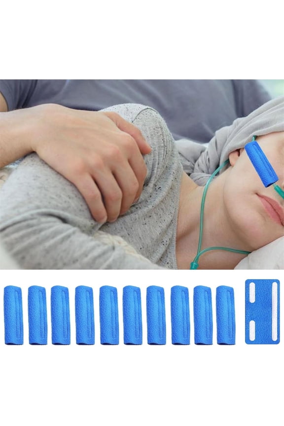 Oxygen Ear Protector, GIXUSIL Ear Protectors for Oxygen Tubing, Soft Nasal Cannula Ear Cushions, Oxygen Cannula Face Soft Cover to Help Prevent Cheek Indentation Discomfort, Blue, 10 Pcs