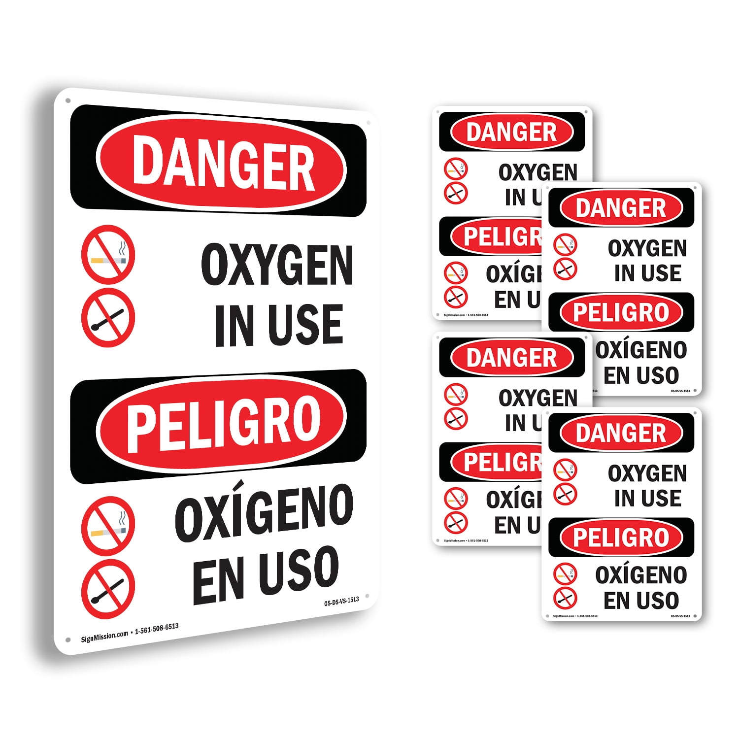 Oxygen In Use Bilingual OSHA Danger Aluminum Sign 10 Inch x 7 Inch - 5 ...