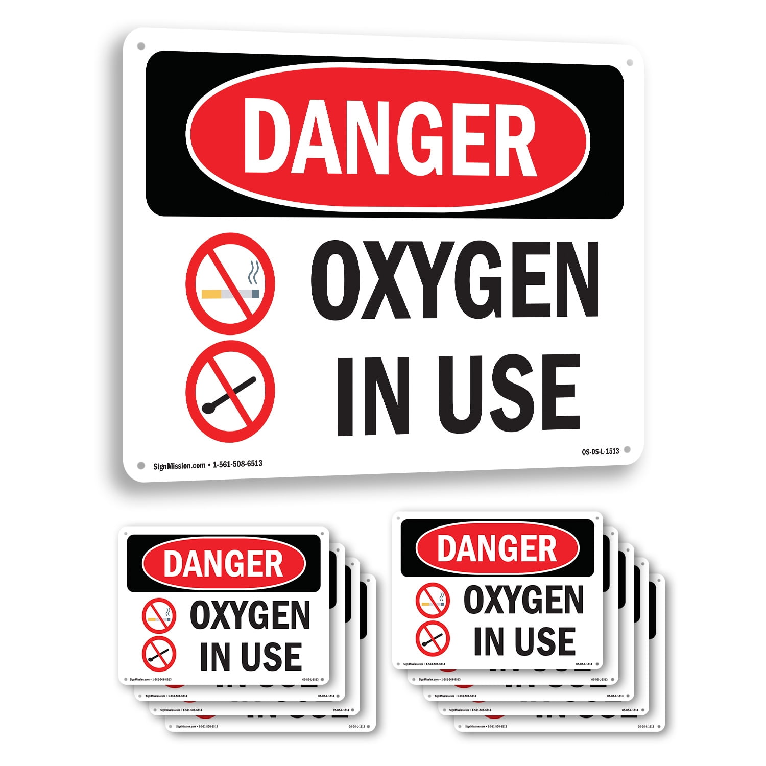 Oxygen In Use OSHA Danger Rigid Plastic Sign 24 Inch x 18 Inch - 10 ...