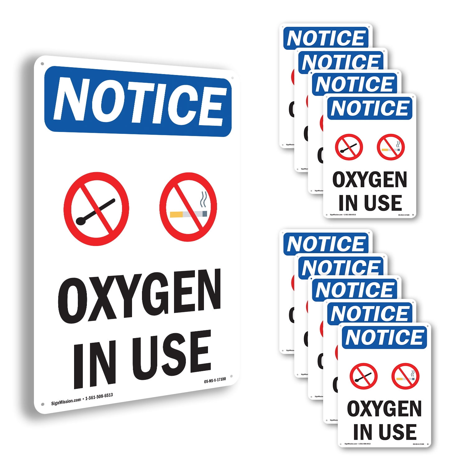 Oxygen In Use OSHA Notice Rigid Plastic Sign 24 Inch x 18 Inch - 10 ...