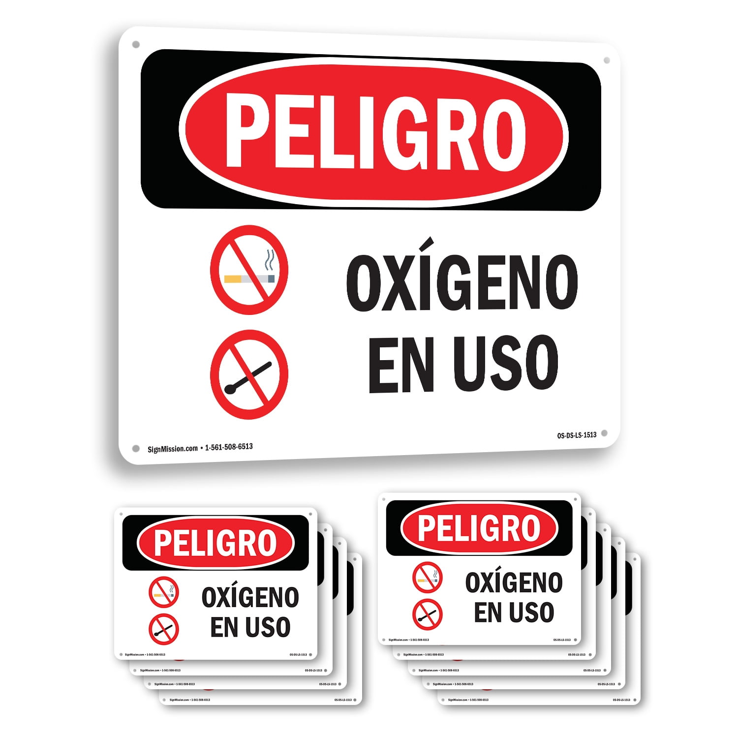 Oxygen In Use Spanish OSHA Danger Rigid Plastic Sign 18 Inch x 12 Inch ...