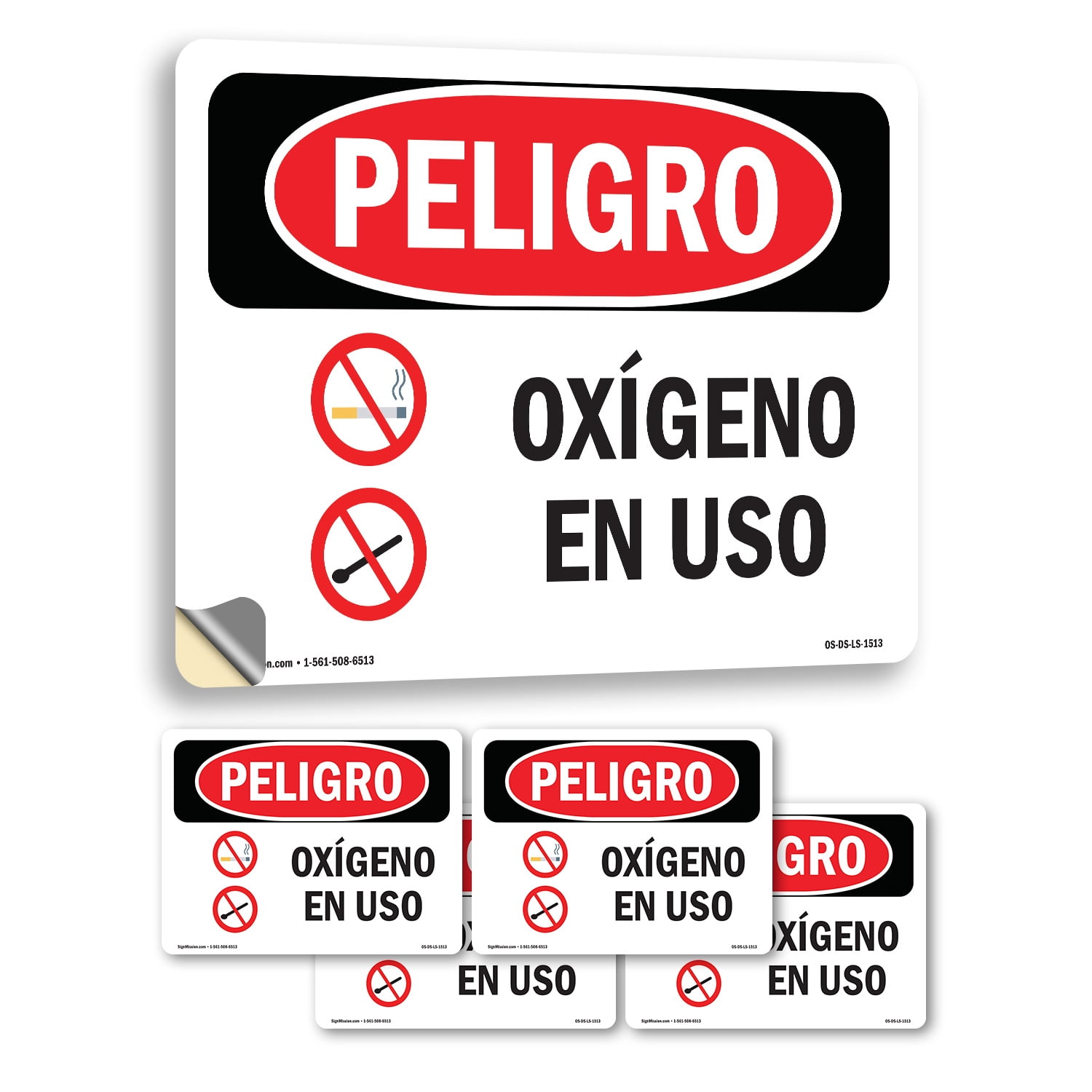 Oxygen In Use Spanish OSHA Danger Vinyl Decal Label 10 Inch x 7 Inch ...