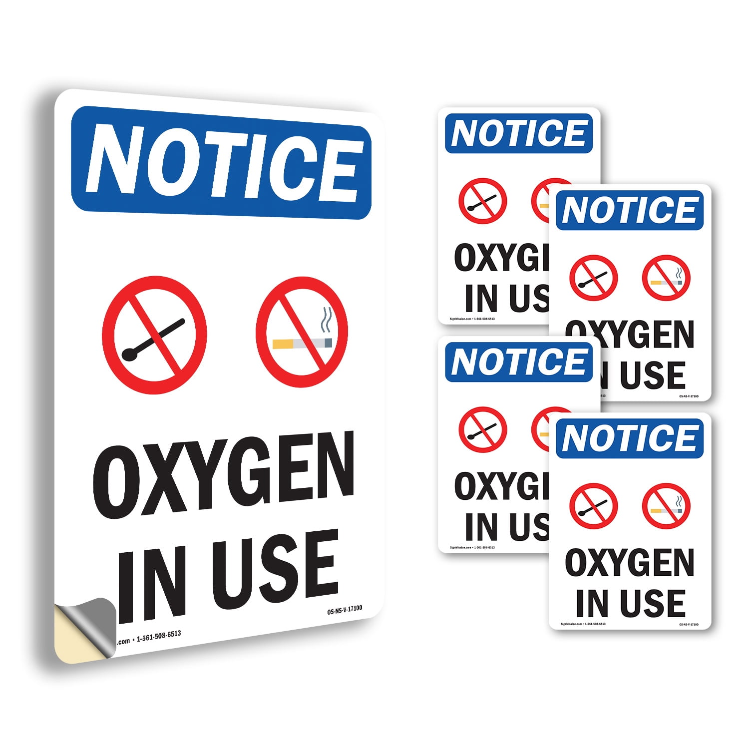 Oxygen In Use With Symbol OSHA Notice Vinyl Decal Label 18 Inch x 12 ...