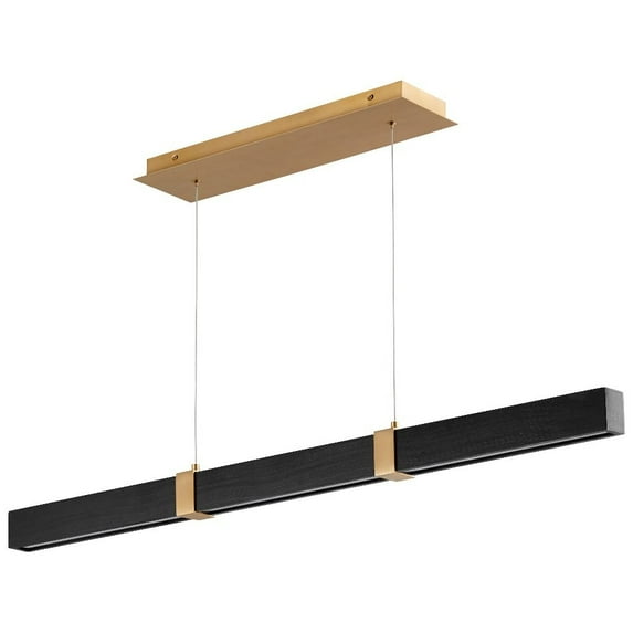 Oxygen Lighting 3-48 Decca 48" Wide Led Linear Chandelier - Aged Brass / Black Oak